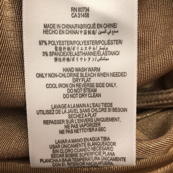 BCBGMAXAZRIA Gold Abrial Asymmetric Dress Extra Small - Picture 8 of 8